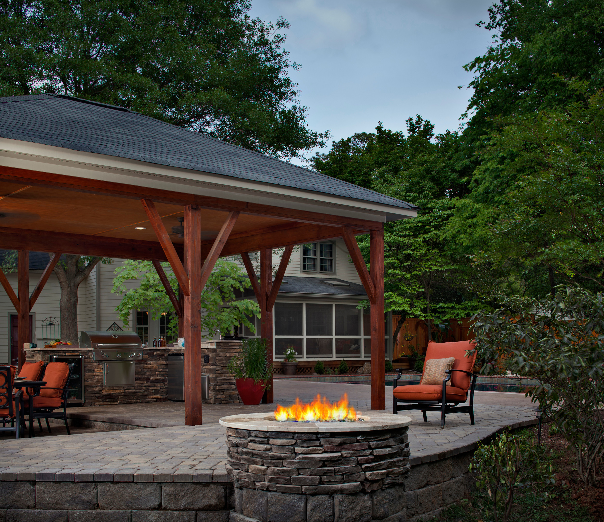 Outdoor Living Retreat In Charlotte Nc, Fire Pit Charlotte Nc