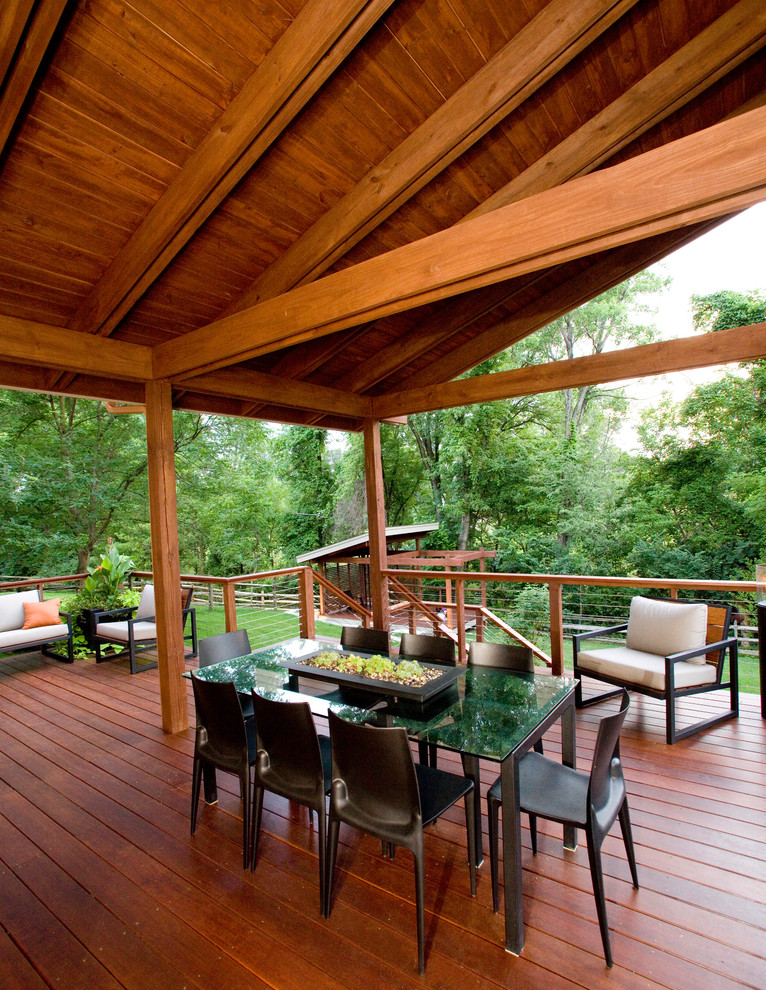 Inspiration for a modern porch remodel in Cincinnati with decking
