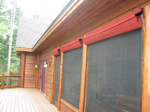 Outdoor Screen Porch Blinds - Rustic - Porch - Minneapolis - by Weather  Queen Shades LLC | Houzz