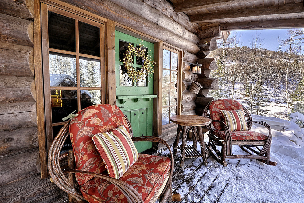 Inspiration för en rustik veranda