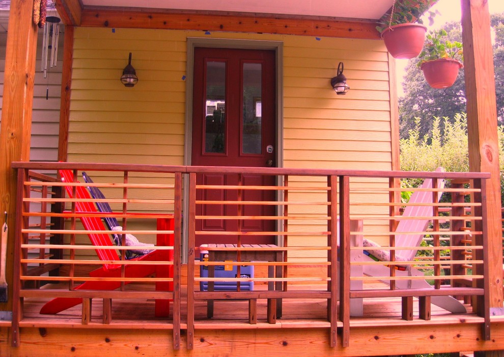 Porch alternate living space, railing detail Asian Porch New