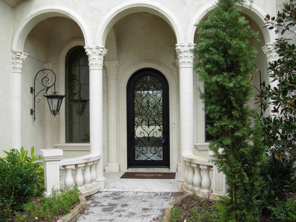Porte Cochere Mediterranean Porch Houston by Cantera Stoneworks