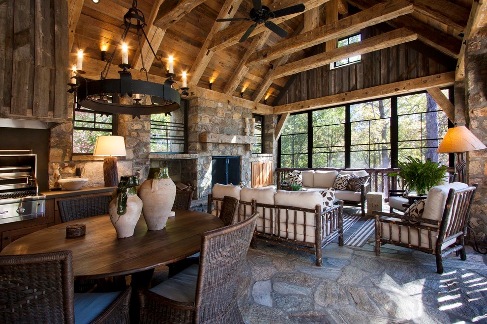 Mountain style porch idea in Other