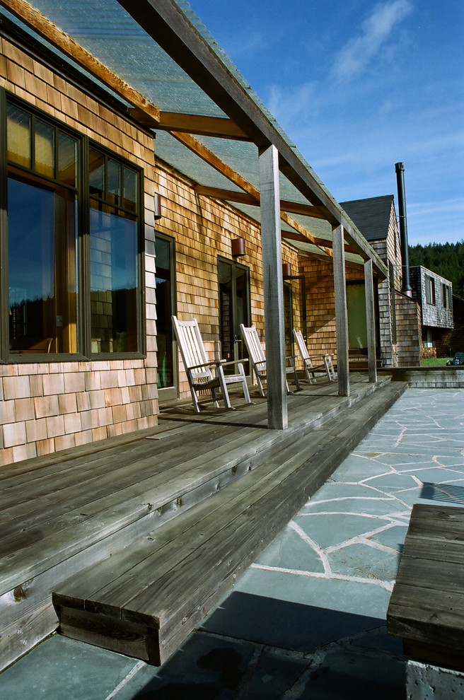 Inspiration for a beach style veranda in San Francisco with decking.