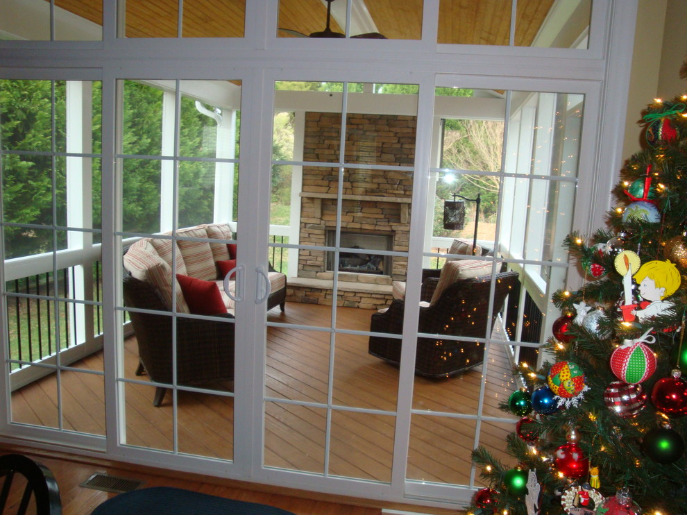 Screen Porch and Deck with Outdoor Fireplace Charlotte, NC Porch