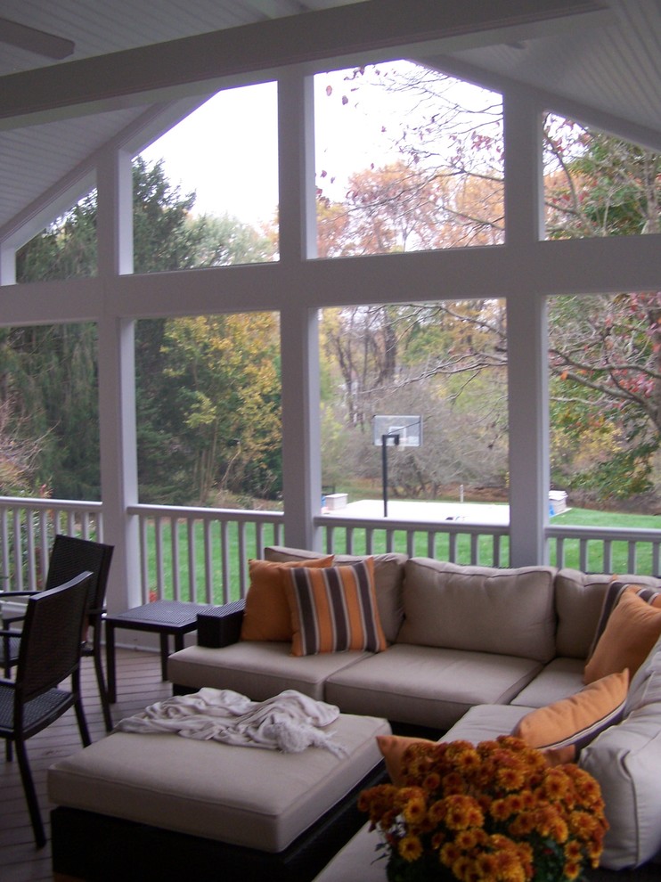 Screen Porch Interior Vaulted Ceiling Traditional Porch DC Metro