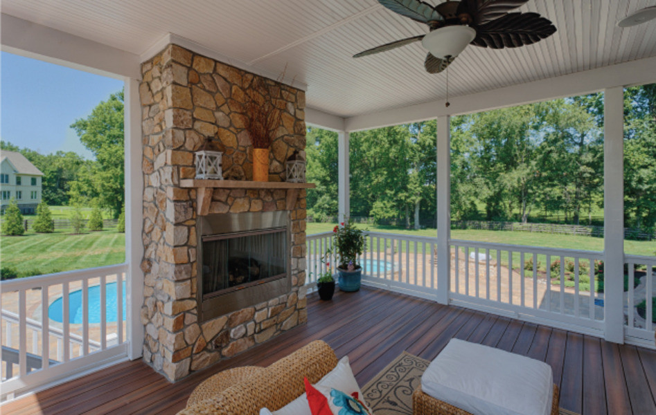 Screen Porch Overlooking Pool Outdoor Kitchen Traditional Porch Dc Metro By Homeland Builders Llc Houzz