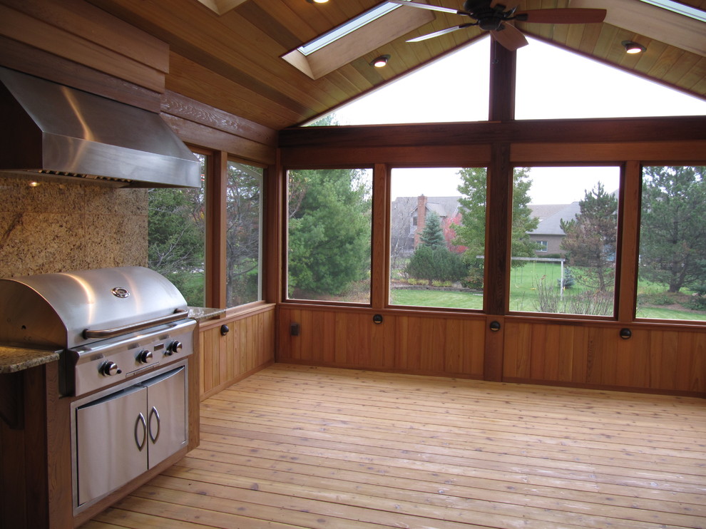 Screen Porch With Gas Grill Traditional Porch Detroit By Vinewood Custom Builders Inc Houzz