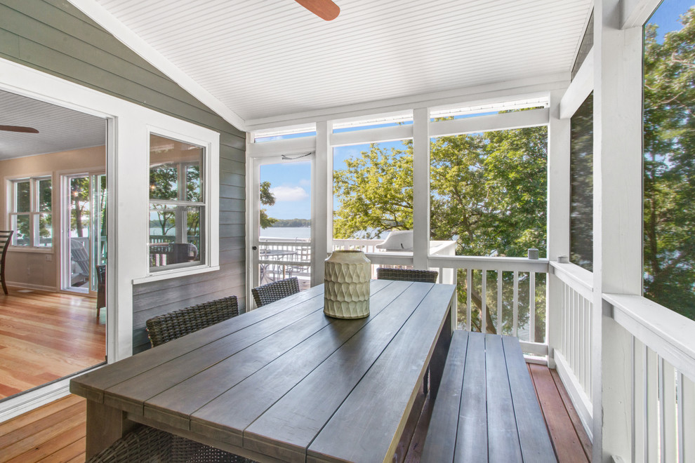 Screened in Porch at Lake House Beach Style Porch Milwaukee by