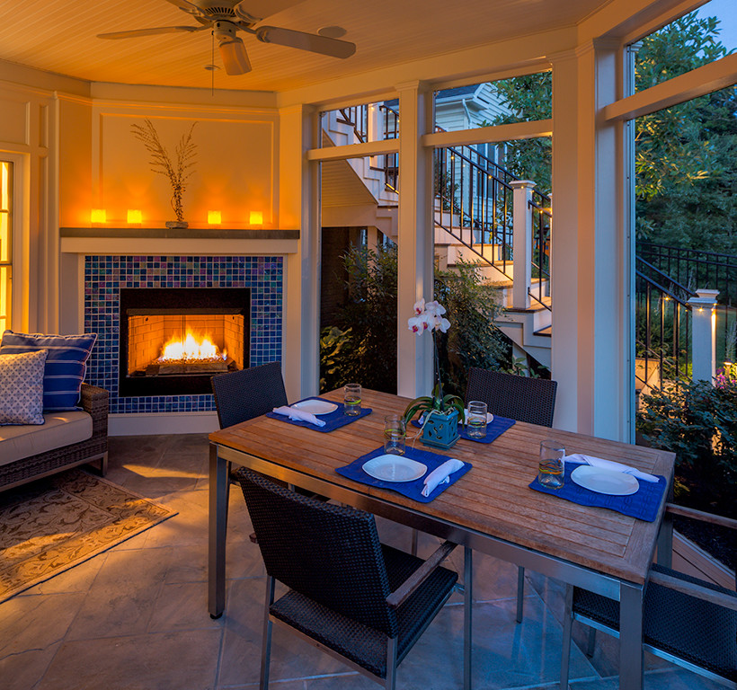 Inspiration for a transitional screened-in porch remodel in DC Metro