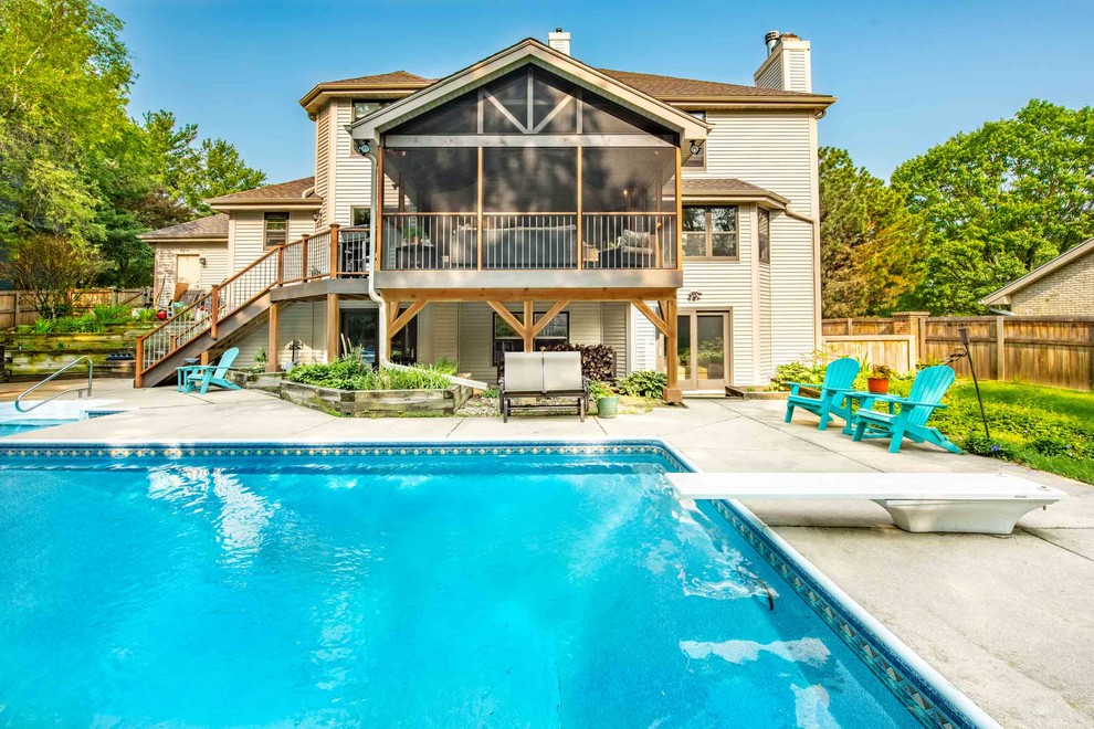 Screened Porch Overlooking the Pool Rustic Porch Other by