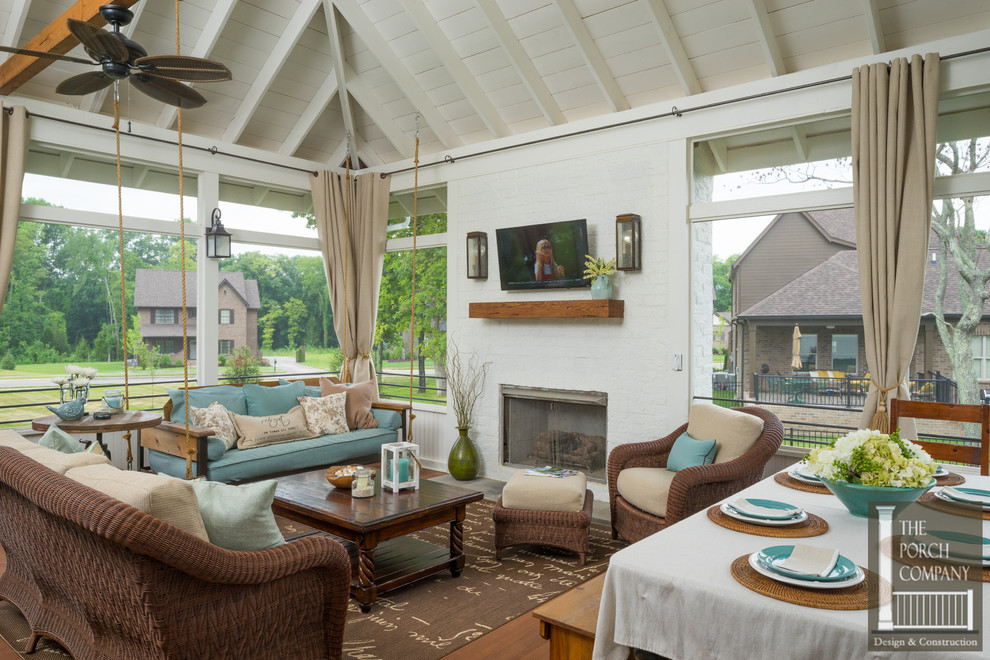Screened Porch with multiple Ceiling Fans Porch Nashville by The