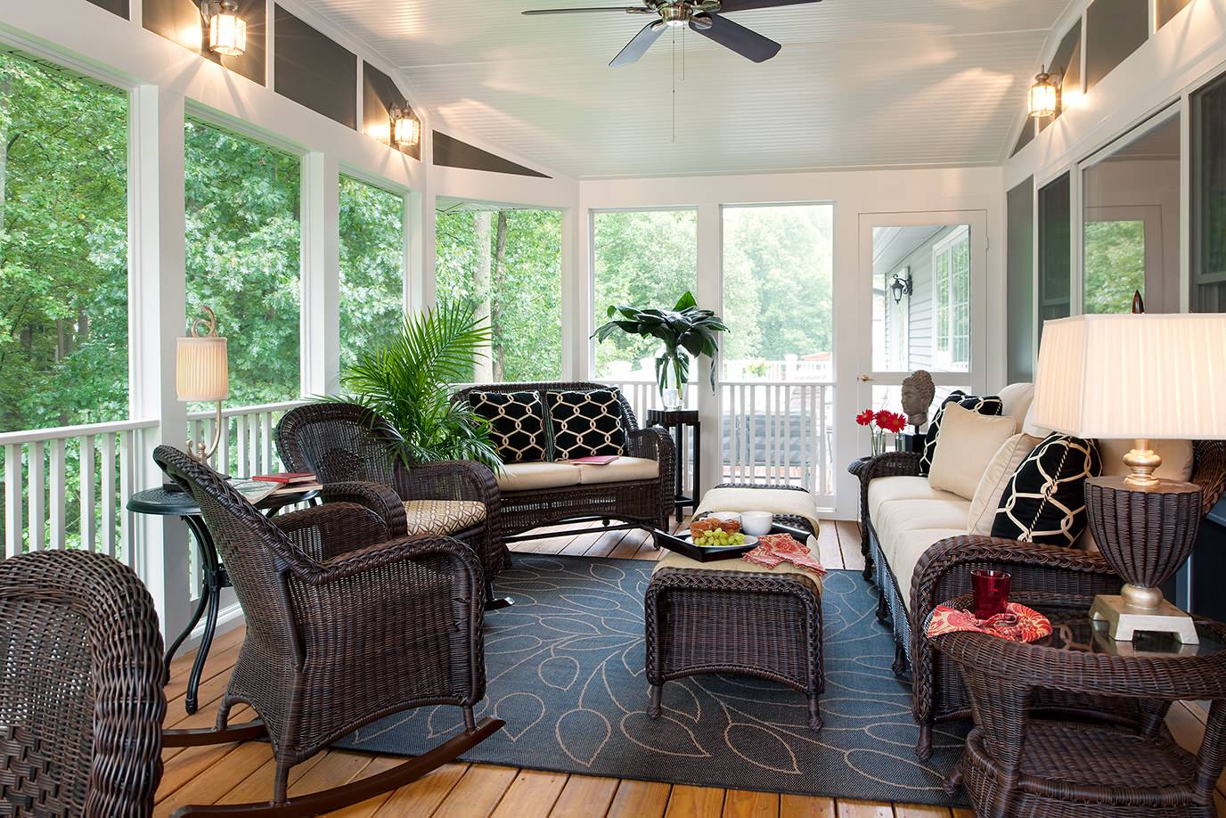 Wicker furniture for screened shop porch