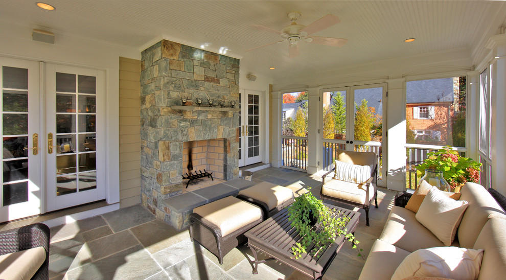 Inspiration for a traditional veranda in DC Metro with a fire feature.
