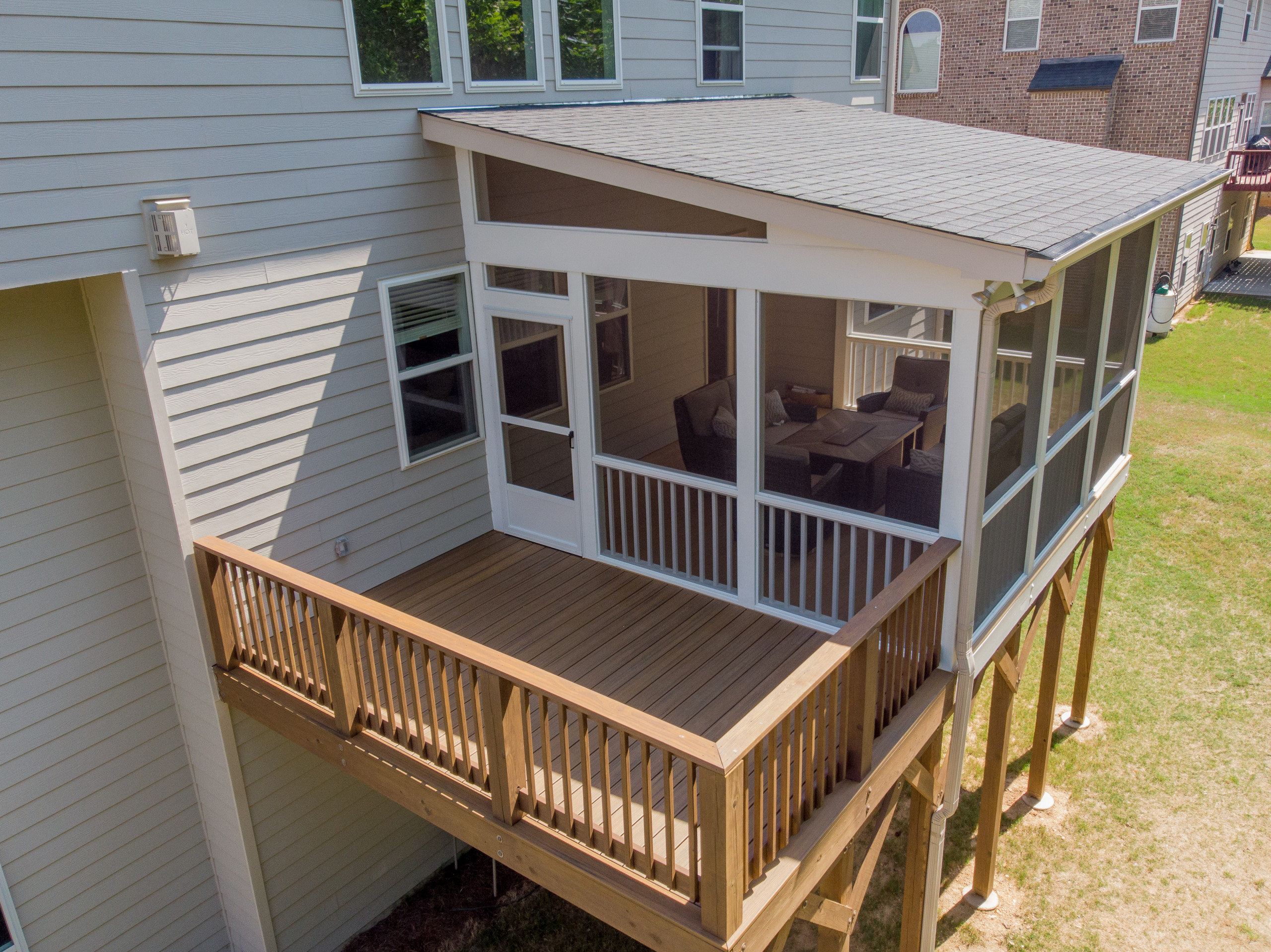 Small Shed Roof Screen Porch Transitional Porch Atlanta By Leisure Time Decks Houzz