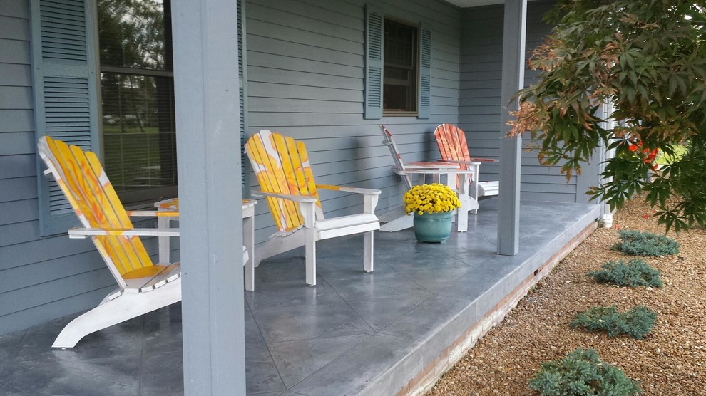 Stained Concrete Tile Front Porch Slate Grey and Textured Porch