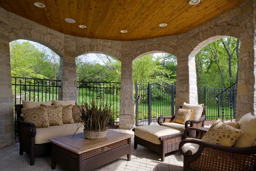 stone gazebo with stained bead board ceiling and paver hardscapes orren pickell building group img~bcb1aa0400a4106c 8 8335 1 da2a001
