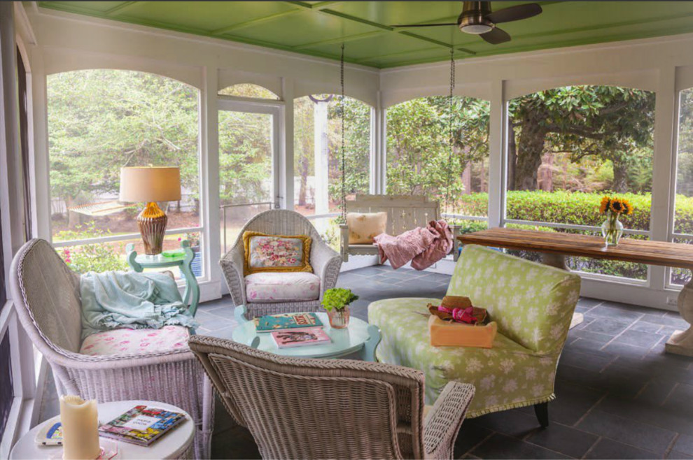 Inspiration for a shabby-chic style porch remodel in Charlotte