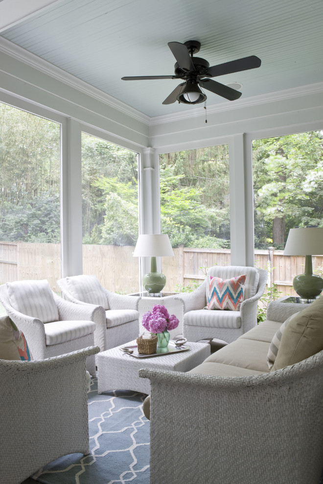 This is an example of a traditional porch design in DC Metro with a roof extension.