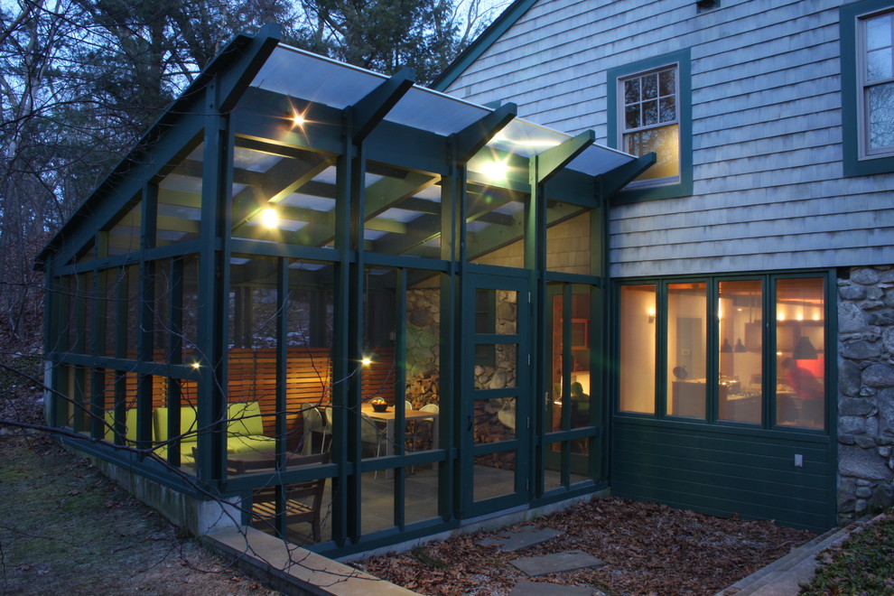 Exempel på en klassisk veranda, med takförlängning