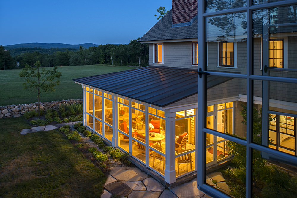 screen porch with metal roof