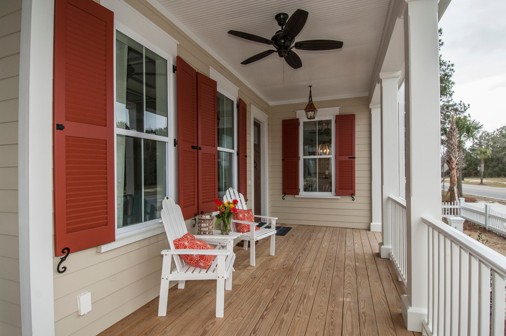 This is an example of a contemporary porch design in Charleston.