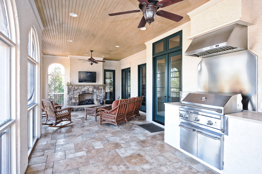 This is an example of a mediterranean porch design in Charlotte.