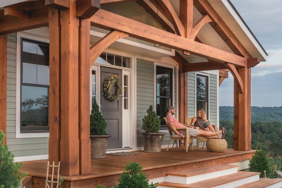 Upstate Timber Frame Home Craftsman Porch New York by