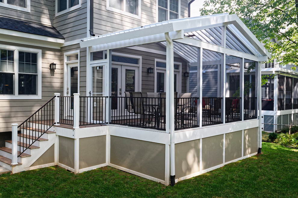 Vienna Screened in Porch with Gabled Equinox Adjustable Louvered Roof ...