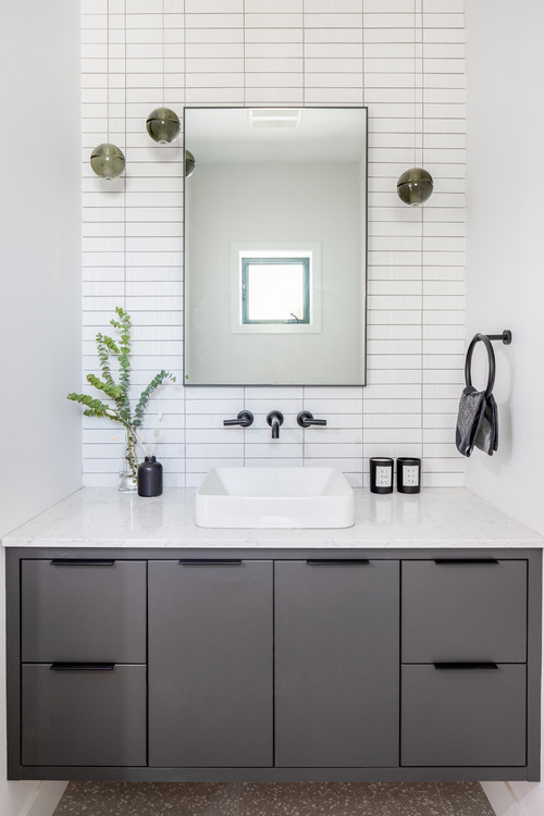 Nordic Oasis: Transformative Gray Flat Panel Designs for Scandinavian Bathroom Ideas