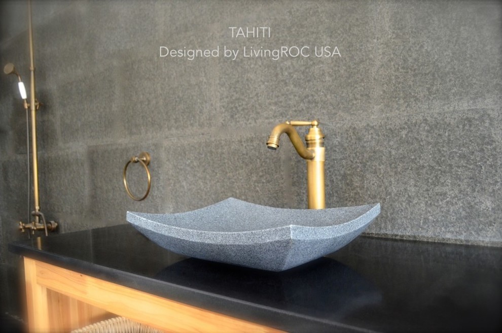 18'' GRAY GRANITE STONE CONTEMPORARY BATHROOM VESSEL SINKTAHITI