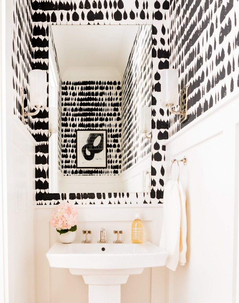 Inspiration for a transitional powder room remodel in Charlotte