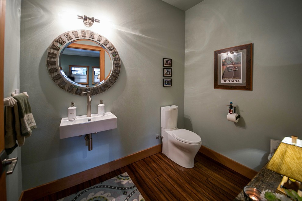 Example of a mid-sized eclectic powder room design