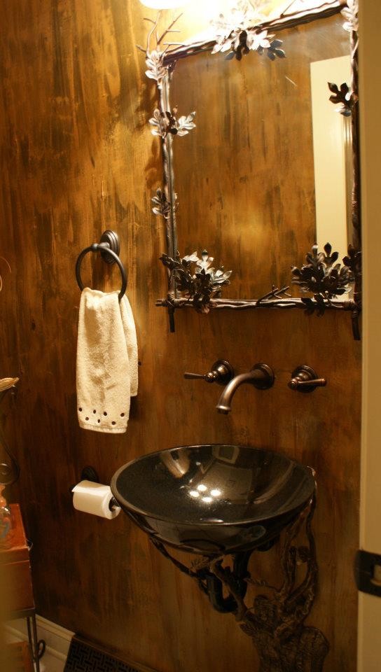 Inspiration for an eclectic powder room remodel in Charlotte