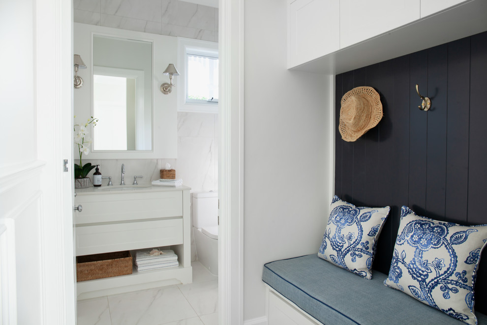 Design ideas for a beach style cloakroom in Brisbane.