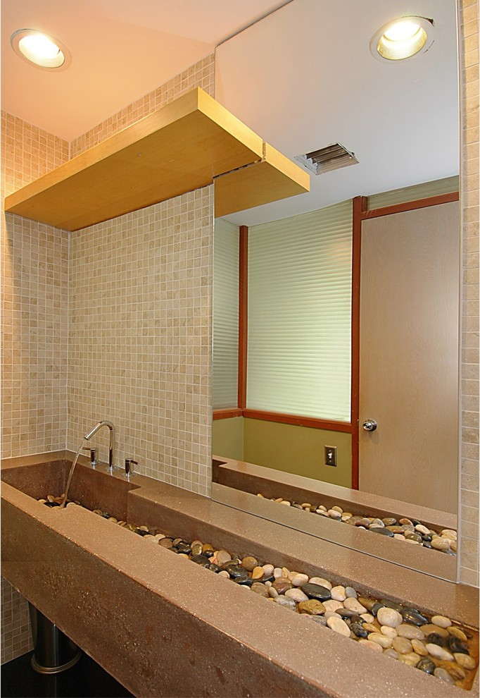 Inspiration for a modern powder room remodel in Milwaukee