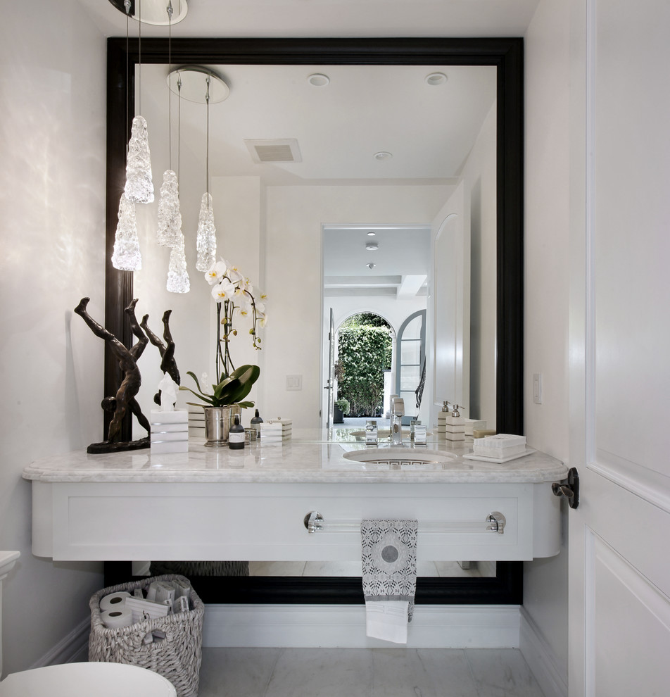 Transitional powder room photo in Los Angeles