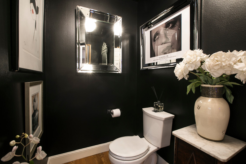 Black & Silver bathroom Contemporary Powder Room San Francisco