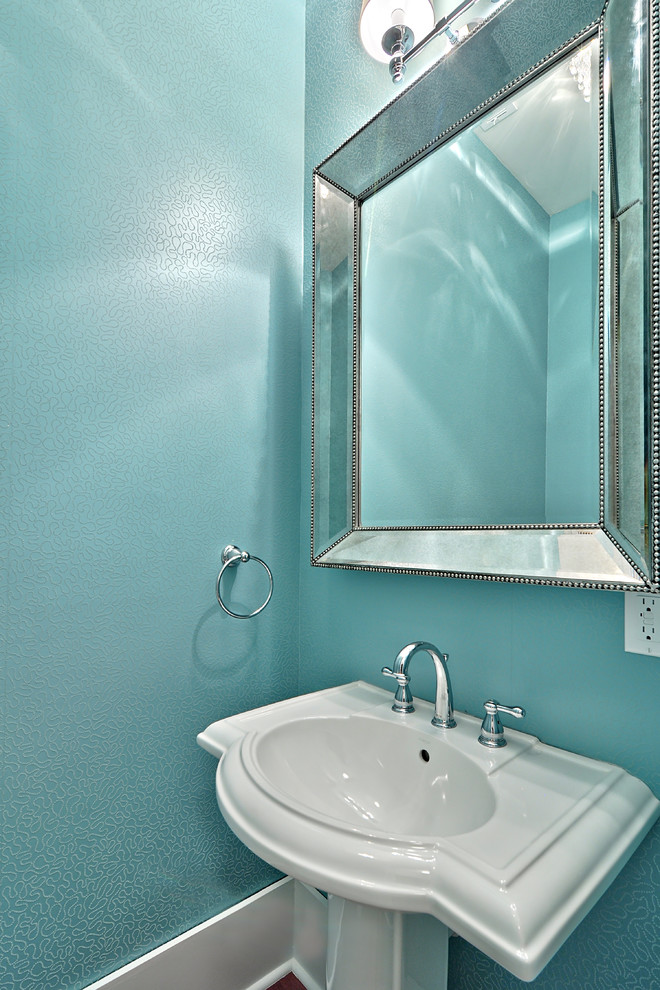 Example of a classic powder room design in Austin