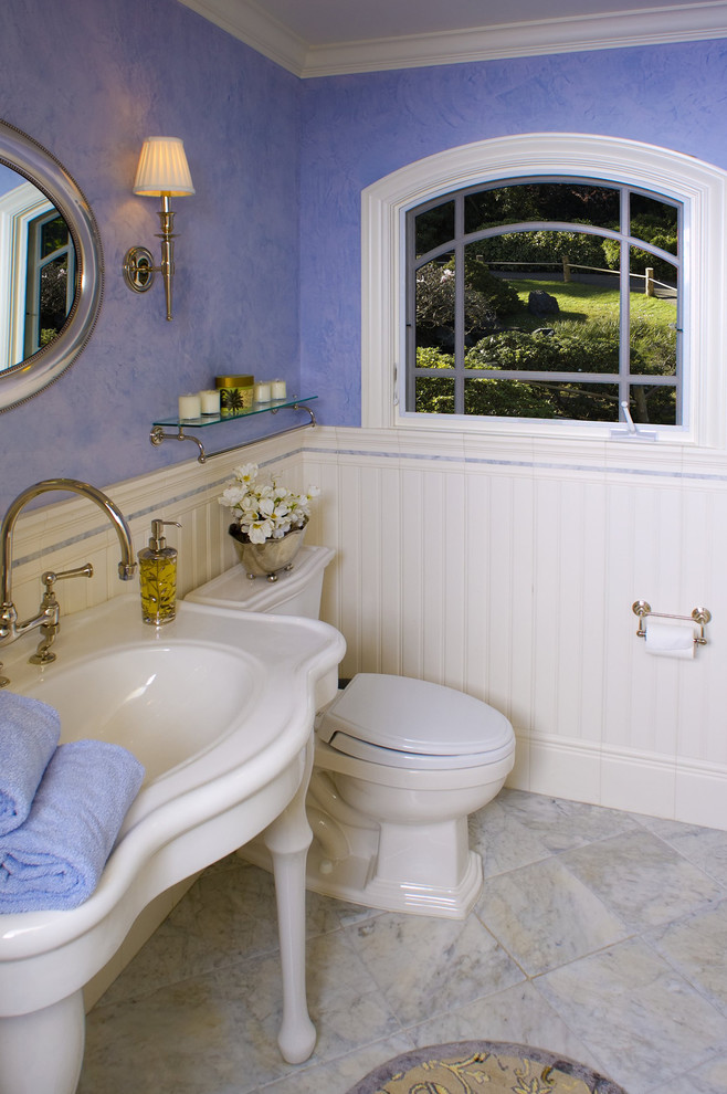 Example of a classic powder room design in San Francisco