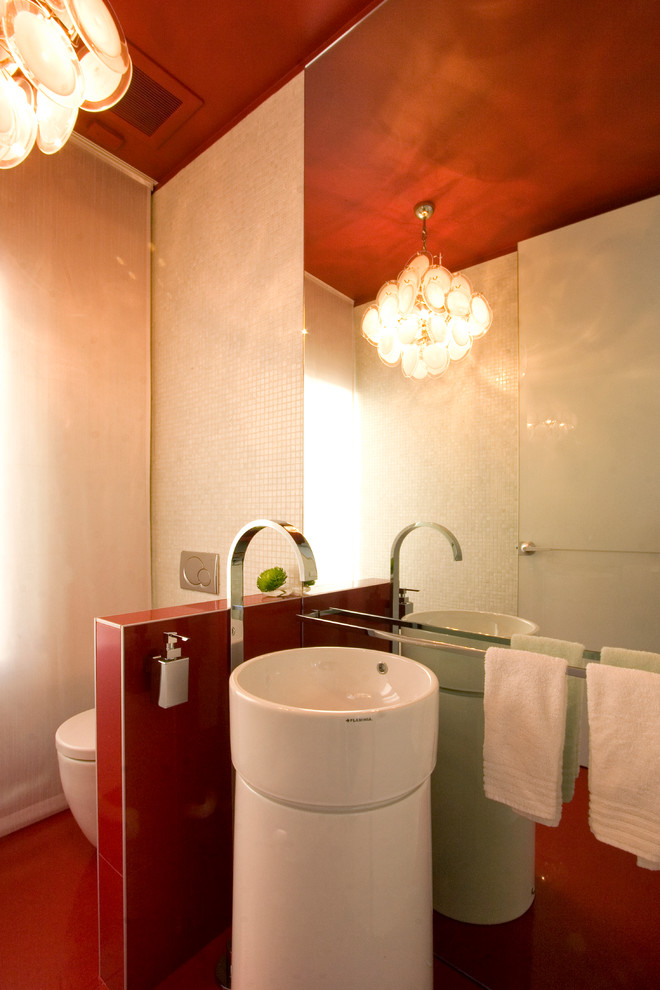 Example of a trendy powder room design in San Francisco