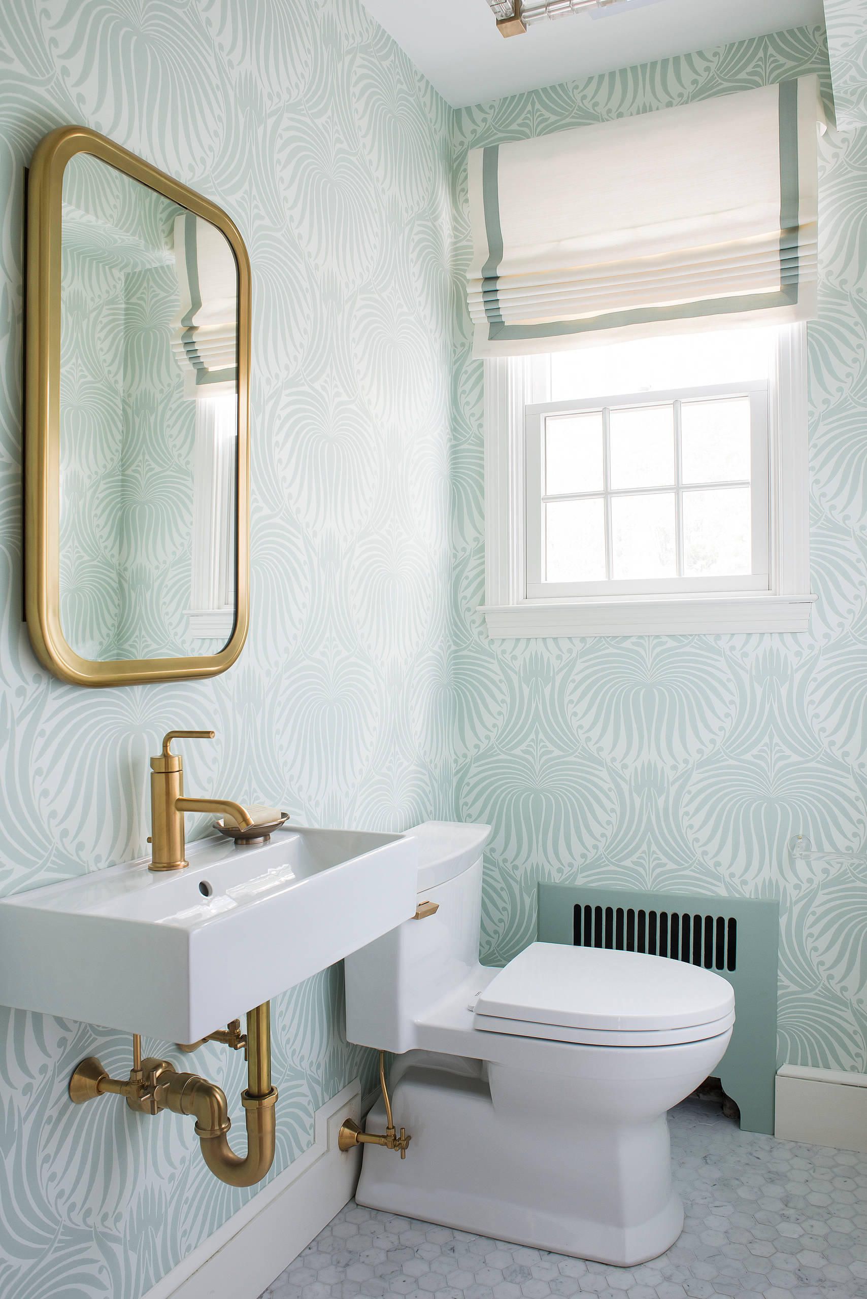 75 Mosaic Tile Floor Powder Room With Blue Walls Ideas You Ll Love November 22 Houzz