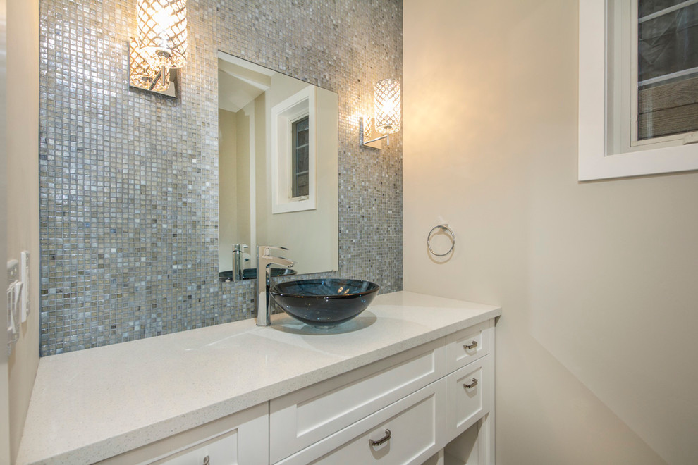 Example of a beach style powder room design in San Diego