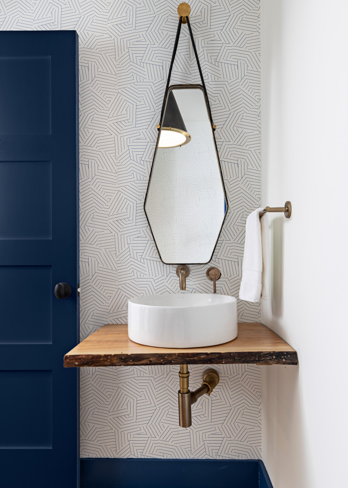Powder room - country powder room idea in Detroit