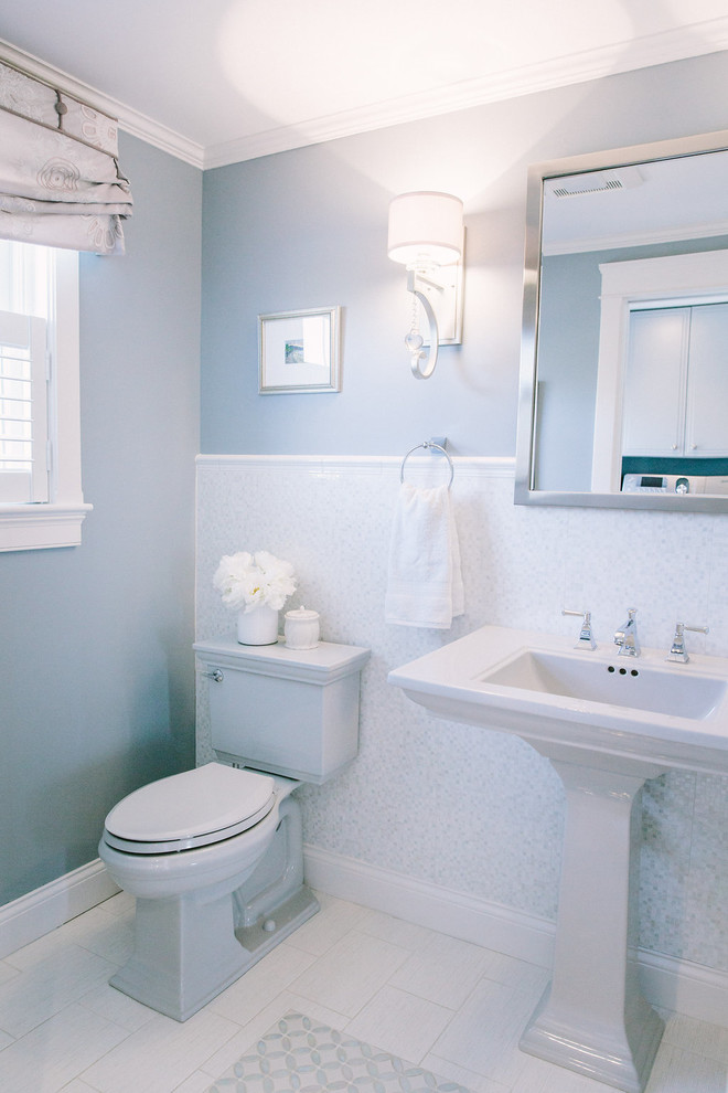 Example of a transitional powder room design in Portland Maine