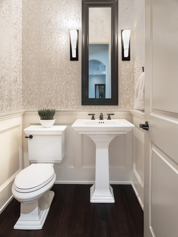 Craftsman Charm Transitional Powder Room by Harrison Design