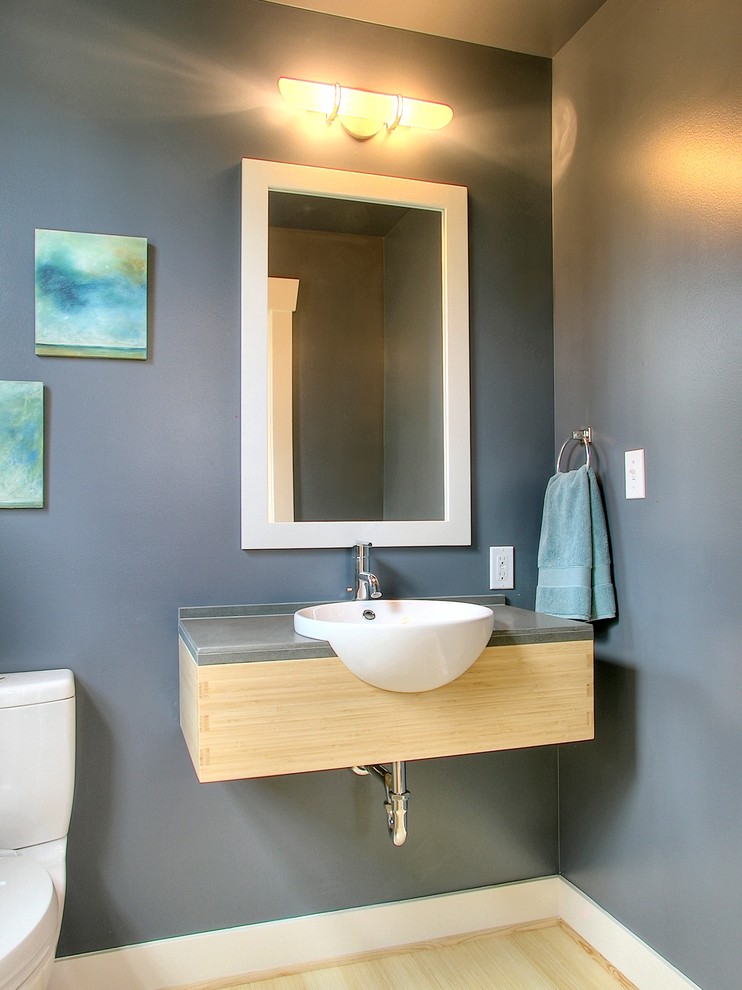 Traditional cloakroom in Seattle with a vessel sink.