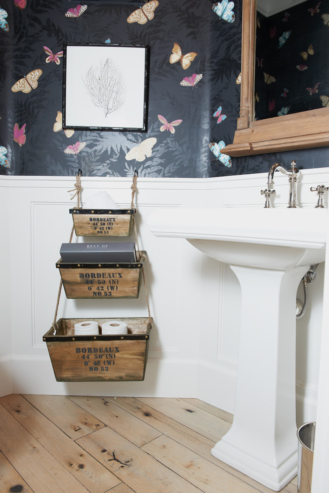 Powder room - eclectic powder room idea in San Diego with a pedestal sink
