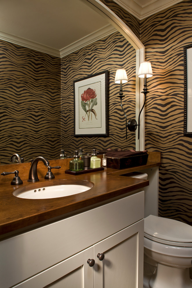Inspiration for an eclectic powder room remodel in Minneapolis