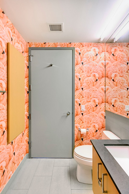 FiDi Flamingo Powder Room Project - Eclectic - Cloakroom - New York - by  Paintzen, Inc. | Houzz IE